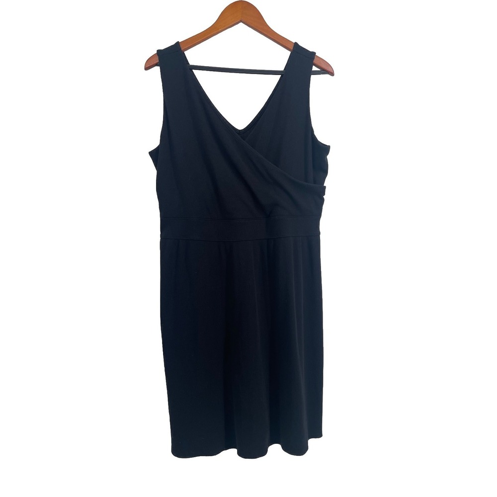 Maurices Short Wrap Dress Women's XL Black Ribbed Jersey Knit Casual Comfort NEW